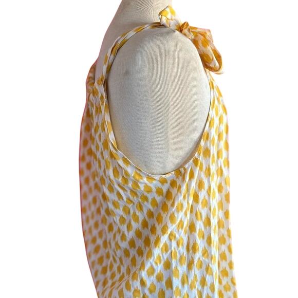 Womens Top Size Large Yellow White Tank Flow Breezy Summer Vacation Resort Ready - Picture 3 of 8